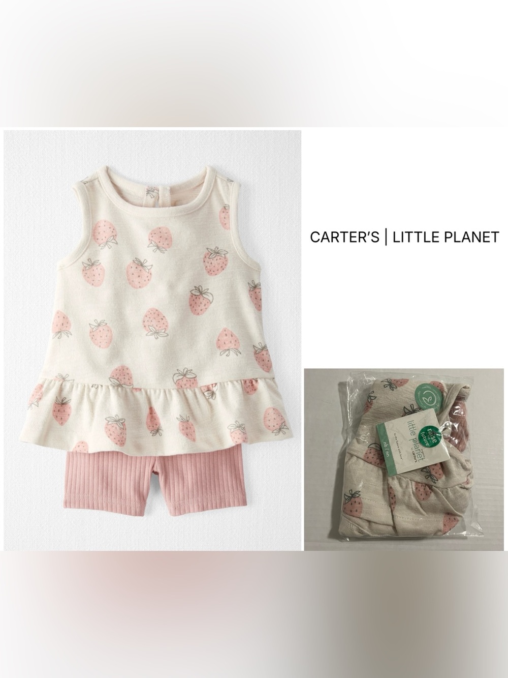 CARTER’S LITTLE PLANET - NB - NWT - INFANT GIRLS 2PC STRAWBERRY SET